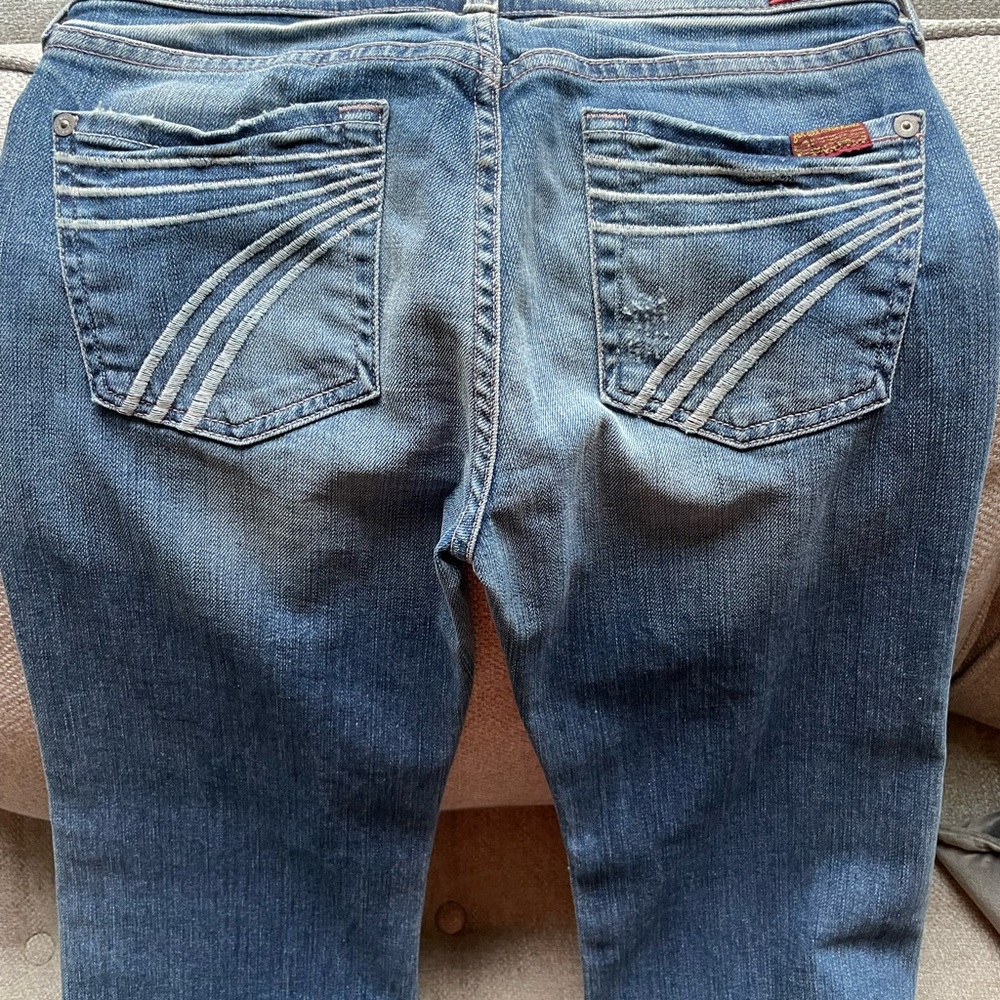 7 For All Mankind Medium Blue Straight Leg Jeans